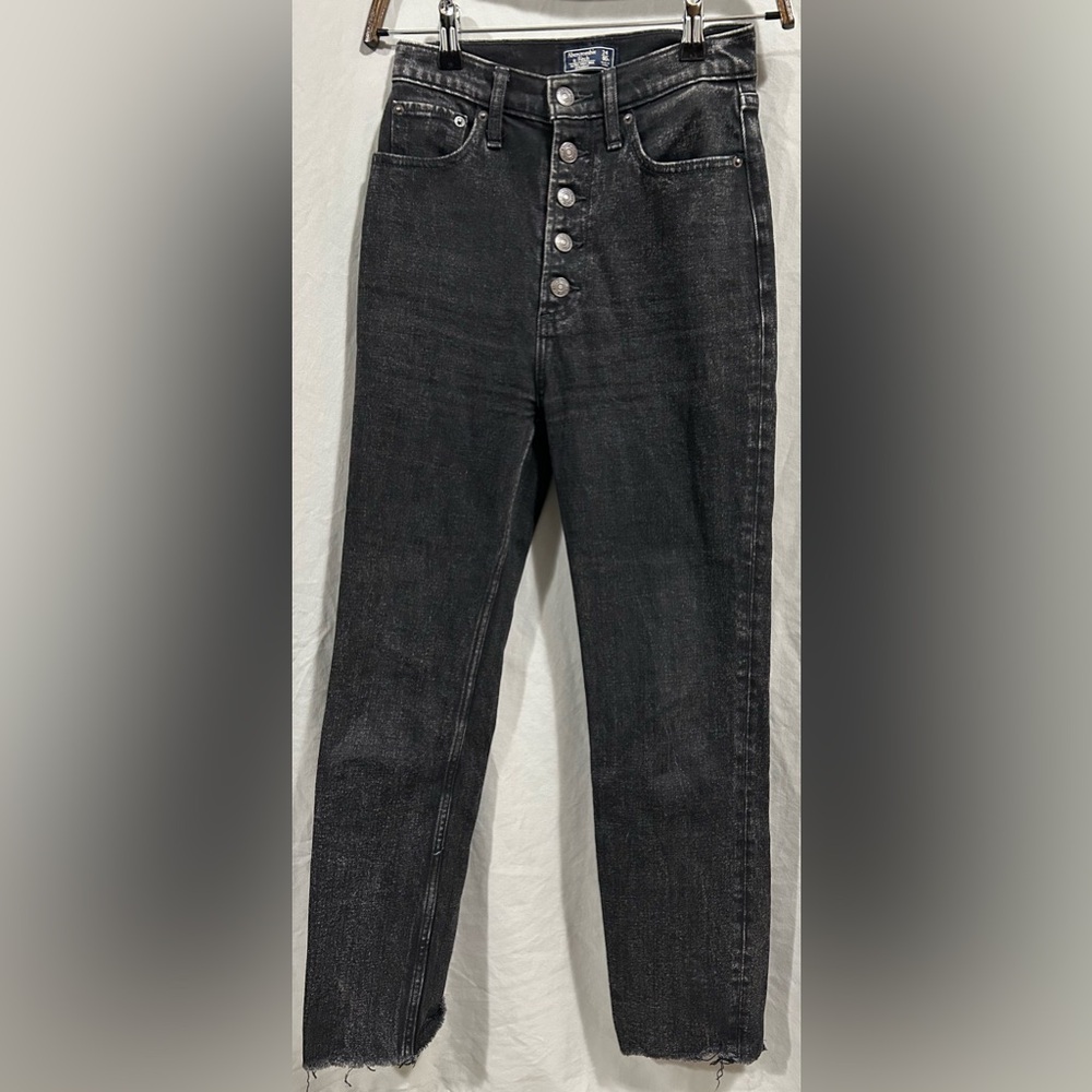 Abercrombie & Fitch Black Ultra High Rise Straight Jeans